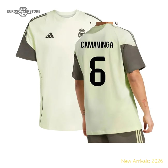 2025-2026 Real Madrid Training Tee (almost Lime) (camavinga 6)