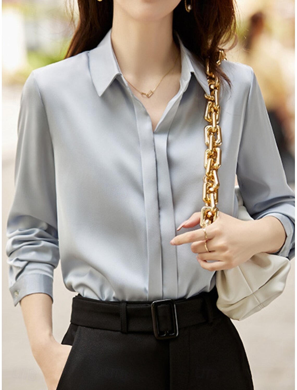 Women's Shirt Blouse Basic Casual Solid Color Regular Tops Long Sleeve Shirt Collar Buttons Regular Fit Daily Fall Winter