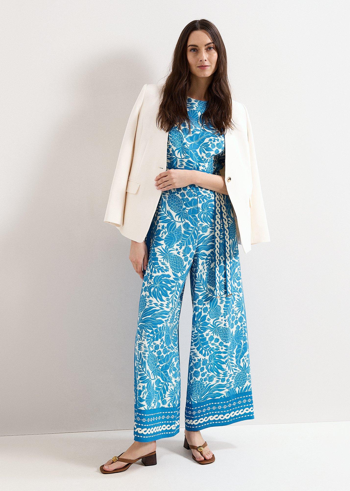 Petite Cyra Blue Printed Jumpsuit