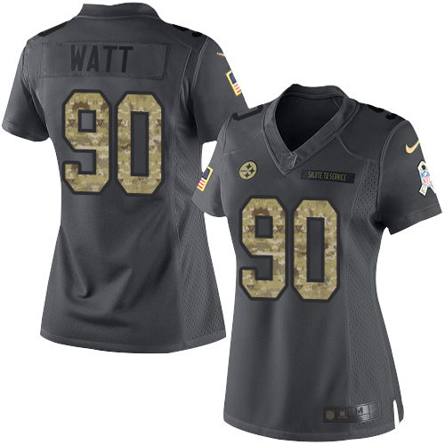 NFL P S Steelers #90 T. J. Watt Black Limited Jersey - Authentic Qu...