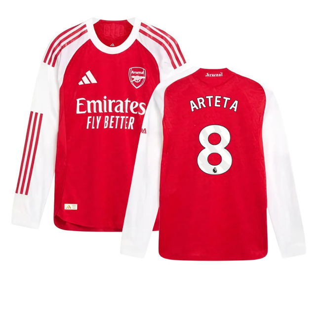2025-2026 Arsenal Authentic Long Sleeve Home Shirt (Arteta 8) - hig...