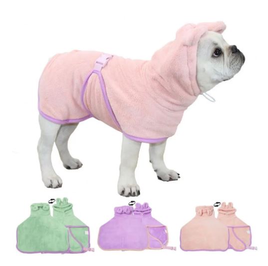 French Bulldog Luxirobe Super Absorbent Hooded Bathrobe For French