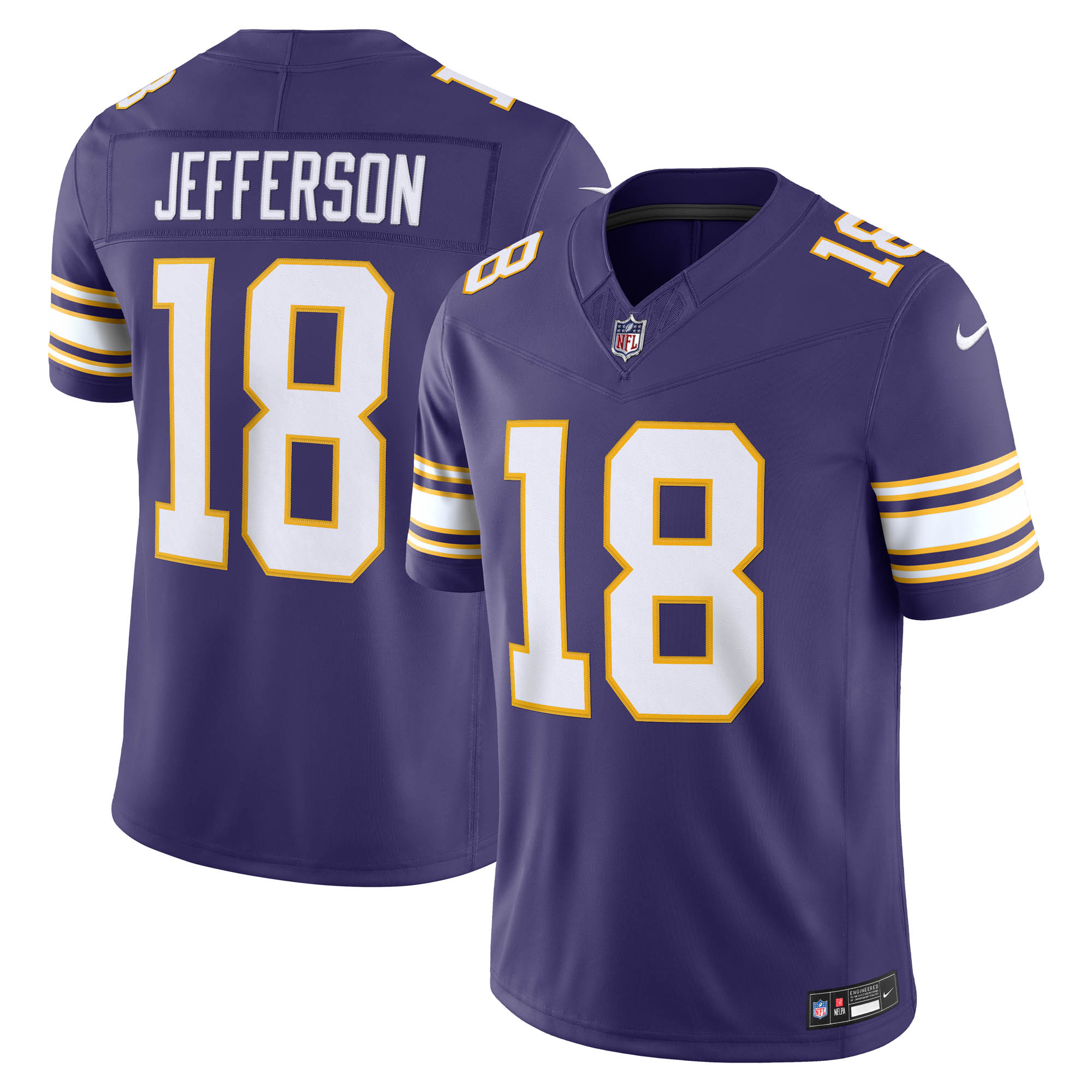 [ESK] Justin Jefferson #18 Minnesota Vikings Alternate Classic Vapor F.U.S.E. Stitched Limited Jersey - Purple
