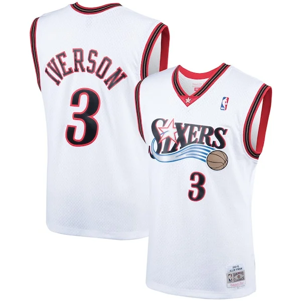 Official Allen Iverson PHI NBA Jersey - White - Budget-Friendly