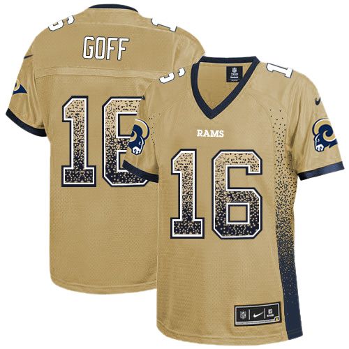 Official NFL s Los Angeles Rams #16 Jared Goff Red Elite Jersey