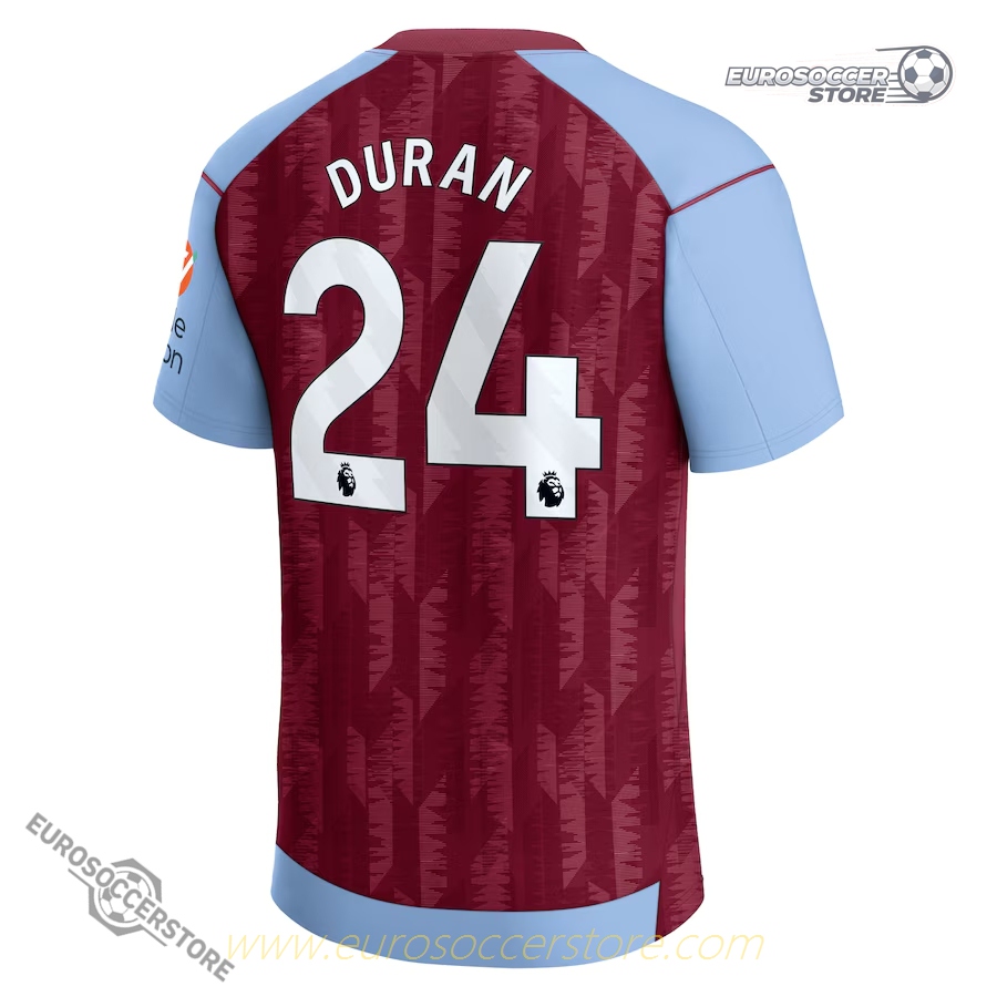 Aston Villa DURAN 24 Home Football Jersey for the 23-24 Season