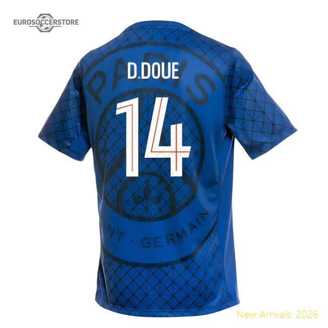Genuine 2025-2026 Psg Academy Pro Home Pre Match Shirt (Royal) (D.Doue