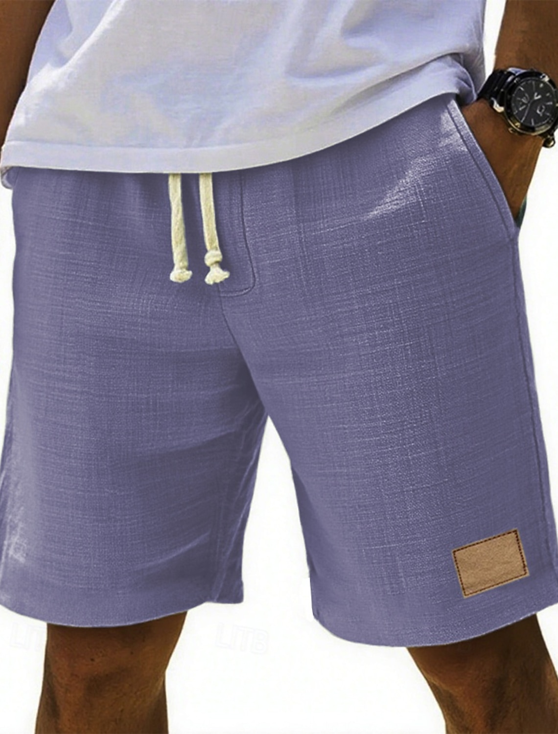 Men's Shorts Summer Beach Pocket Elastic Waist Drawstring Plain #1