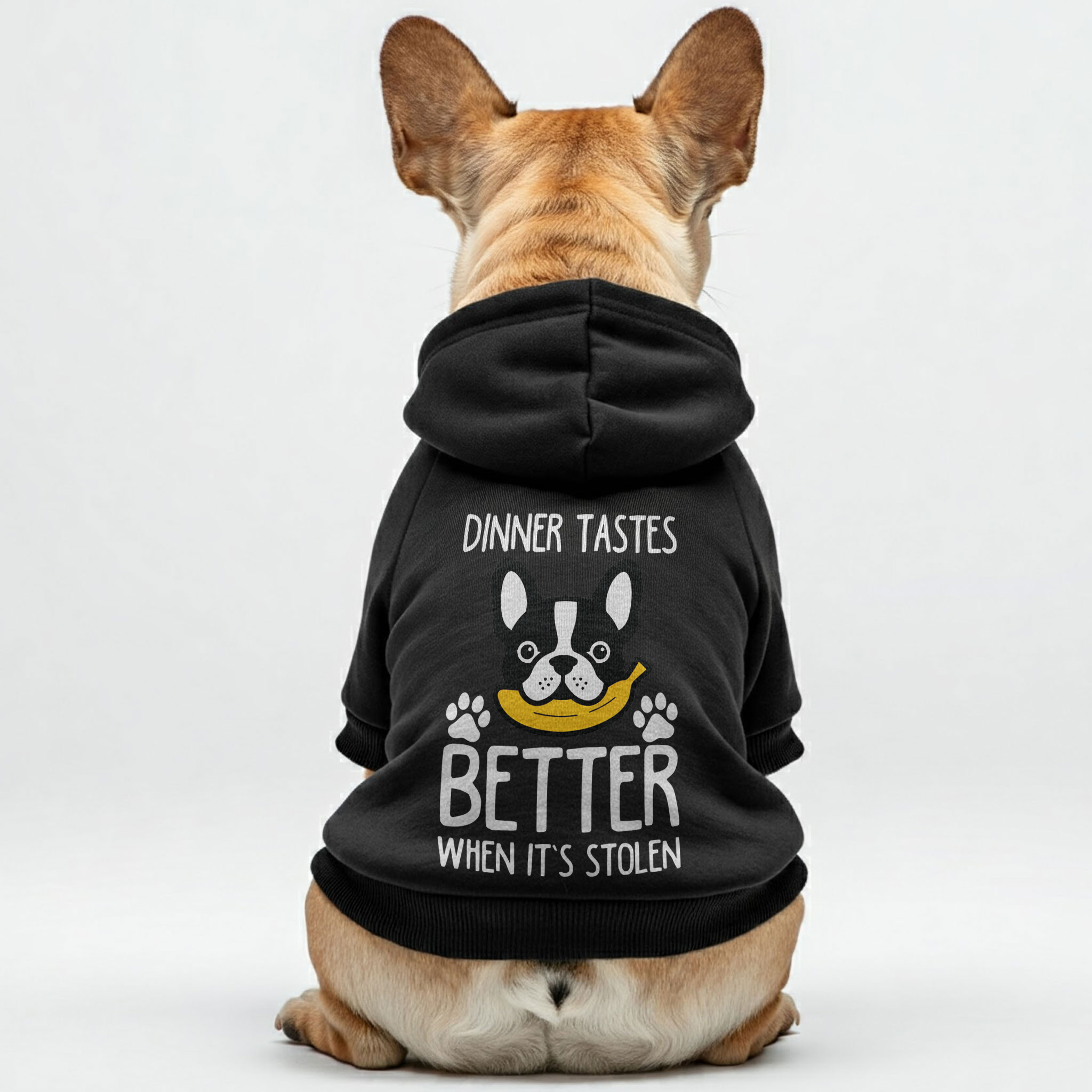 Dinner tastes better when it’s stolen - Personalized French Bulldog Hoodies with Funny Quotes – Stylish, Cozy, and Premium 100% Cotton