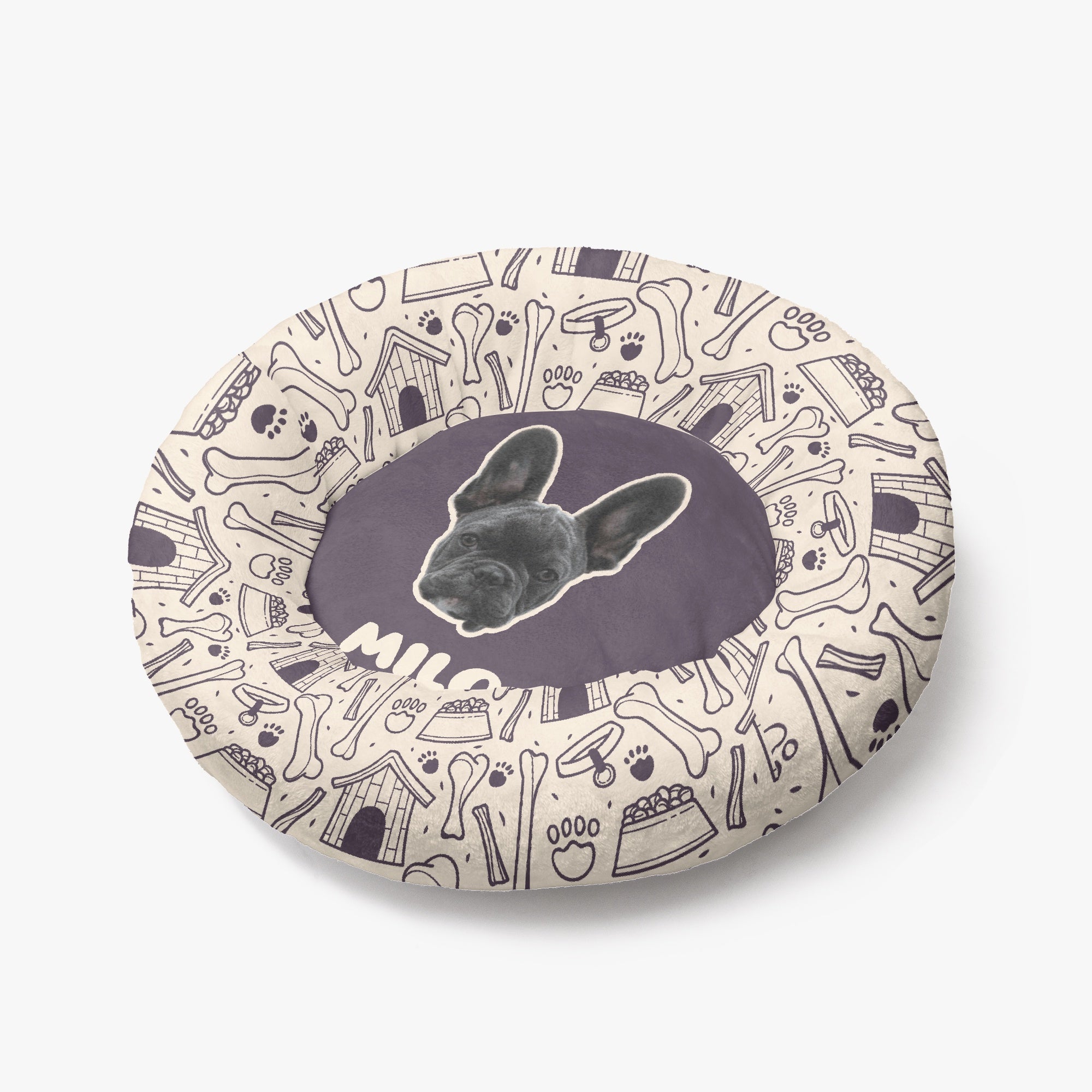 Hank - Custom Cloud-Comfort Frenchie Bed | Personalized Anti-Anxiety Donut Bed for French Bulldogs