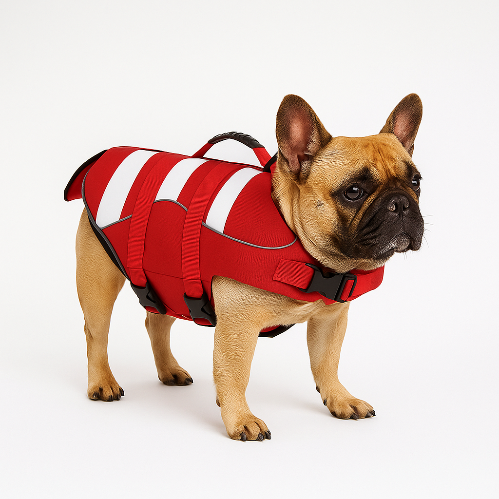 Pet-Lover Frenchie Swim Safety Vest – High Visibility Life Jacket Wit...