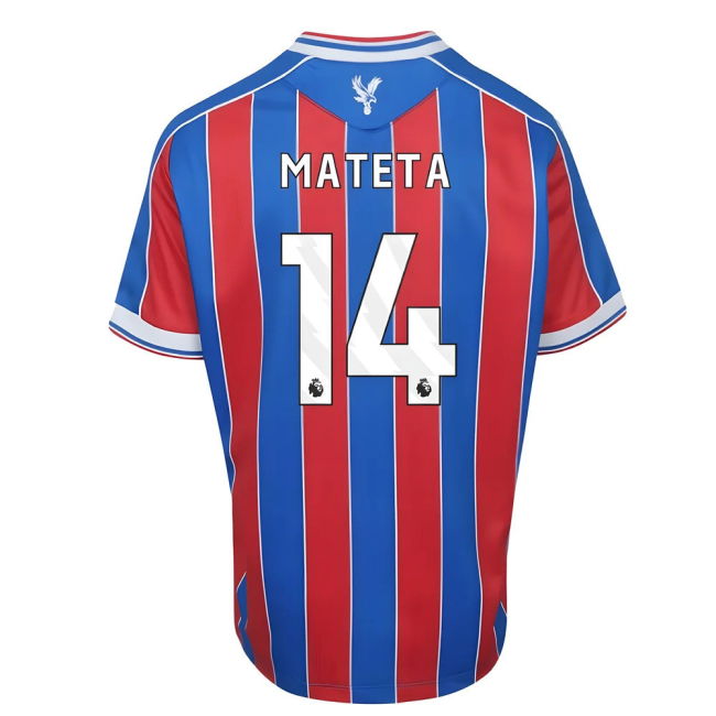 Kids Mateta 14 2025-2026 Crystal Palace Football Club Home Uniform