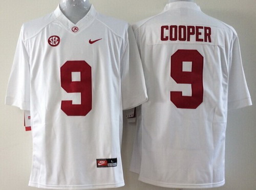 Men's Alabama Bama White 2014 embroidered Amari Cooper #9 game jersey