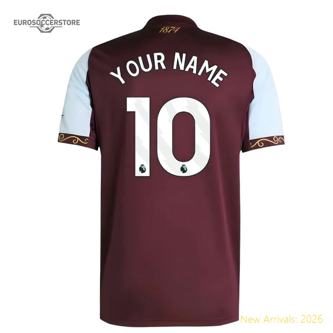 Aston Villa Home Kit 2025-2026 Fan Style Jersey Stadium Approved