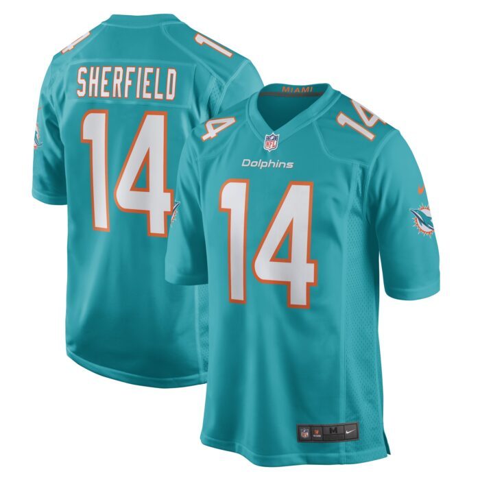 Men's Miami Dolphins Trent Sherfield Nike Aqua Game Player...