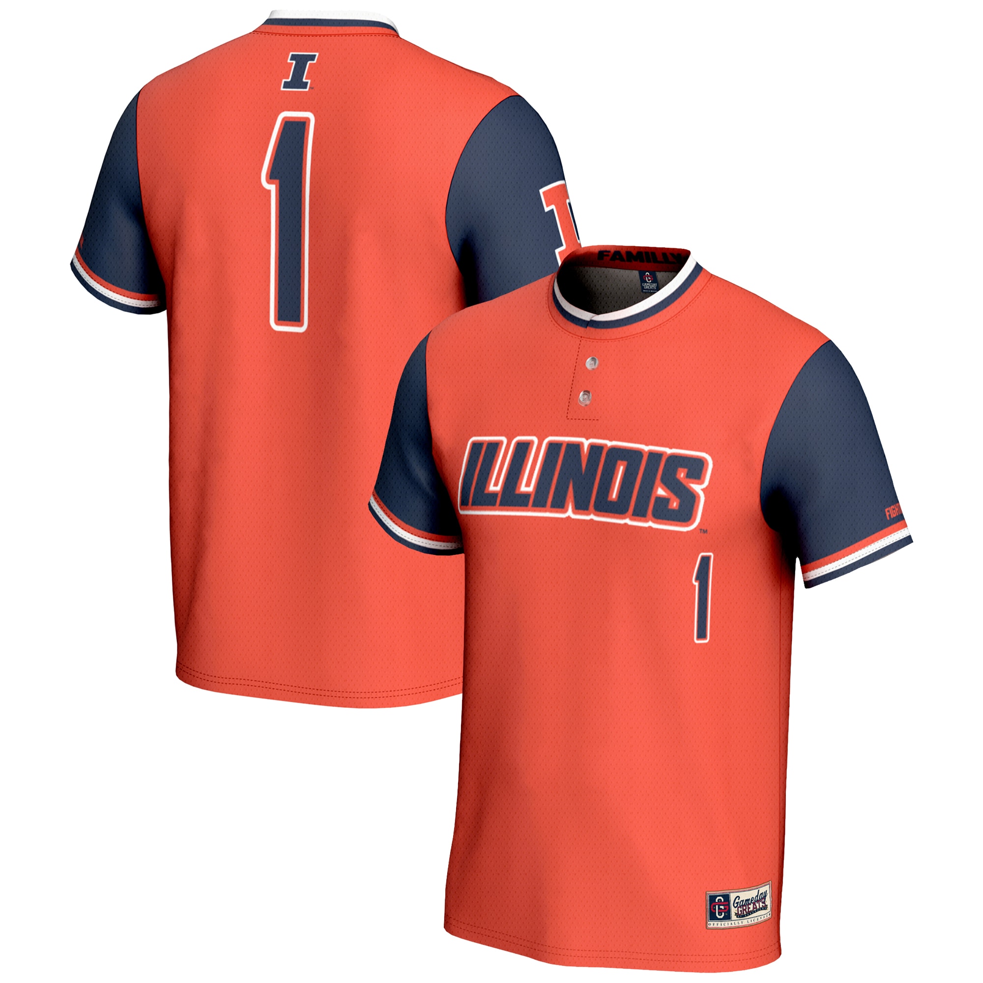 [NJP] Illinois Fighting Illini GameDay Greats Unisex Lightweight Softball Jersey - Orange