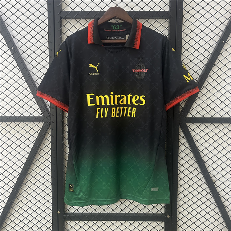 Moisture Wicking AC Milan X Off-White Shirt 2025 - Black