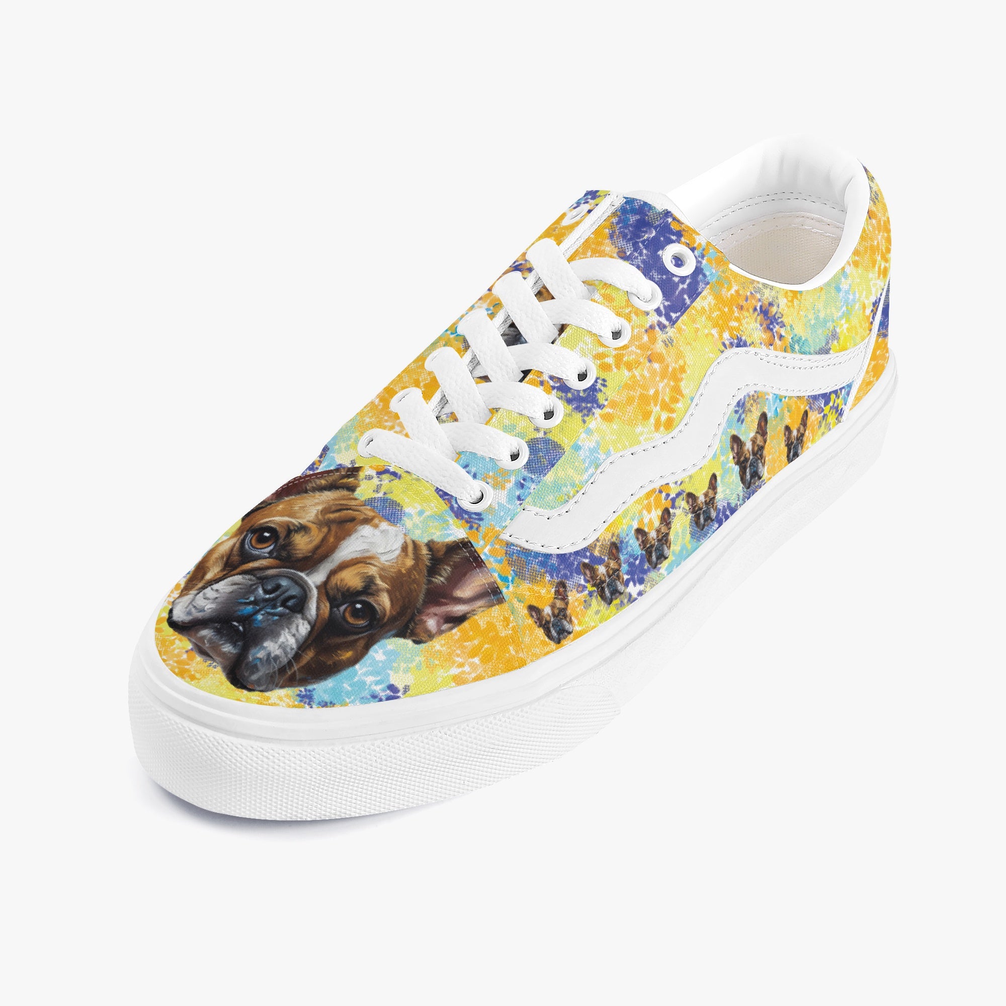 Durable Trendy Low-top Canvas Sneakers For Frenchie Fans | Trendy Style