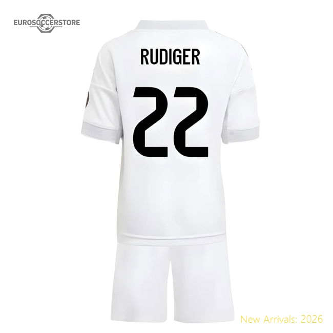 Official 2025-2026 Real Madrid Home Mini Kit (Rudiger 22)