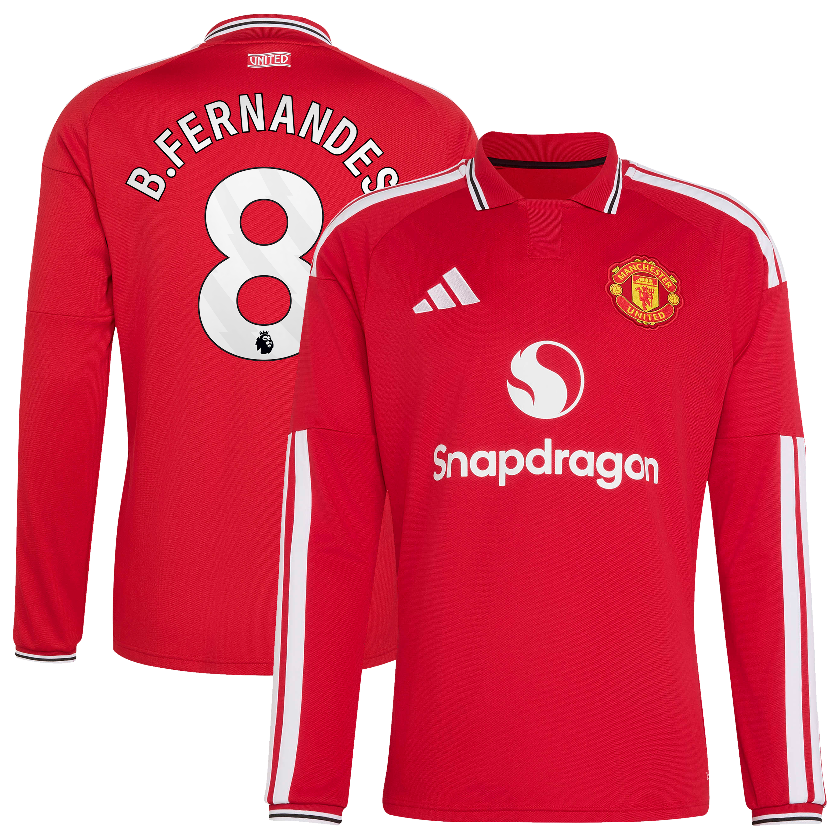 [SJH] Bruno Fernandes Manchester United 2026/27 Home Replica Long Sleeve Jersey - Red