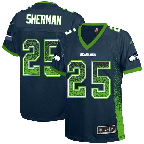 NFL S S Seahawks #25 Richard Sherman Blue Elite Jersey - Authentic ...