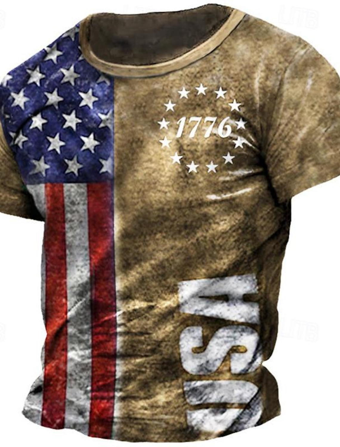 4th of July 2026 250th Memorial Day Men's Patriotic Patriot Graphic 3D Print American Flag Veteran Crew Neck Short Sleeve T-Shirt