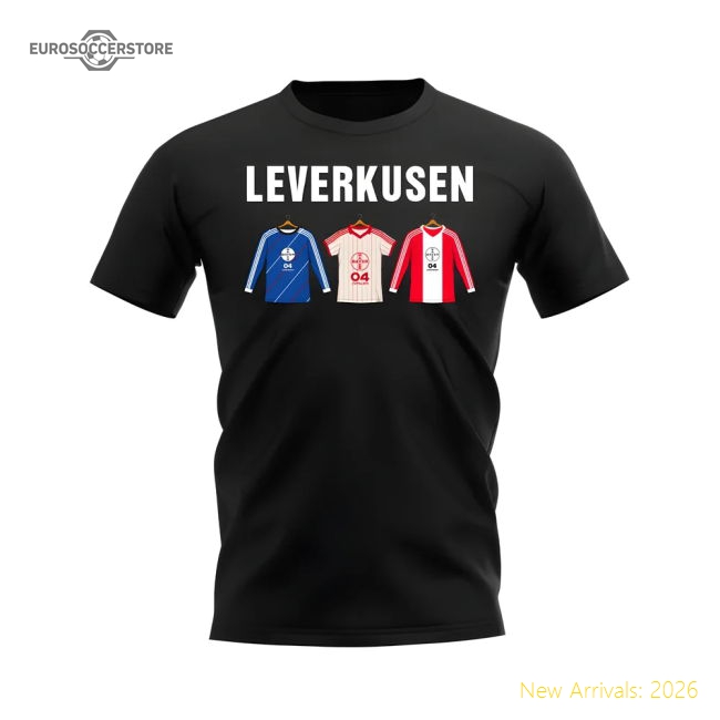 T-Shirt Leverkusen 1984-1985 Retro Soccer Shirt Text (Black)