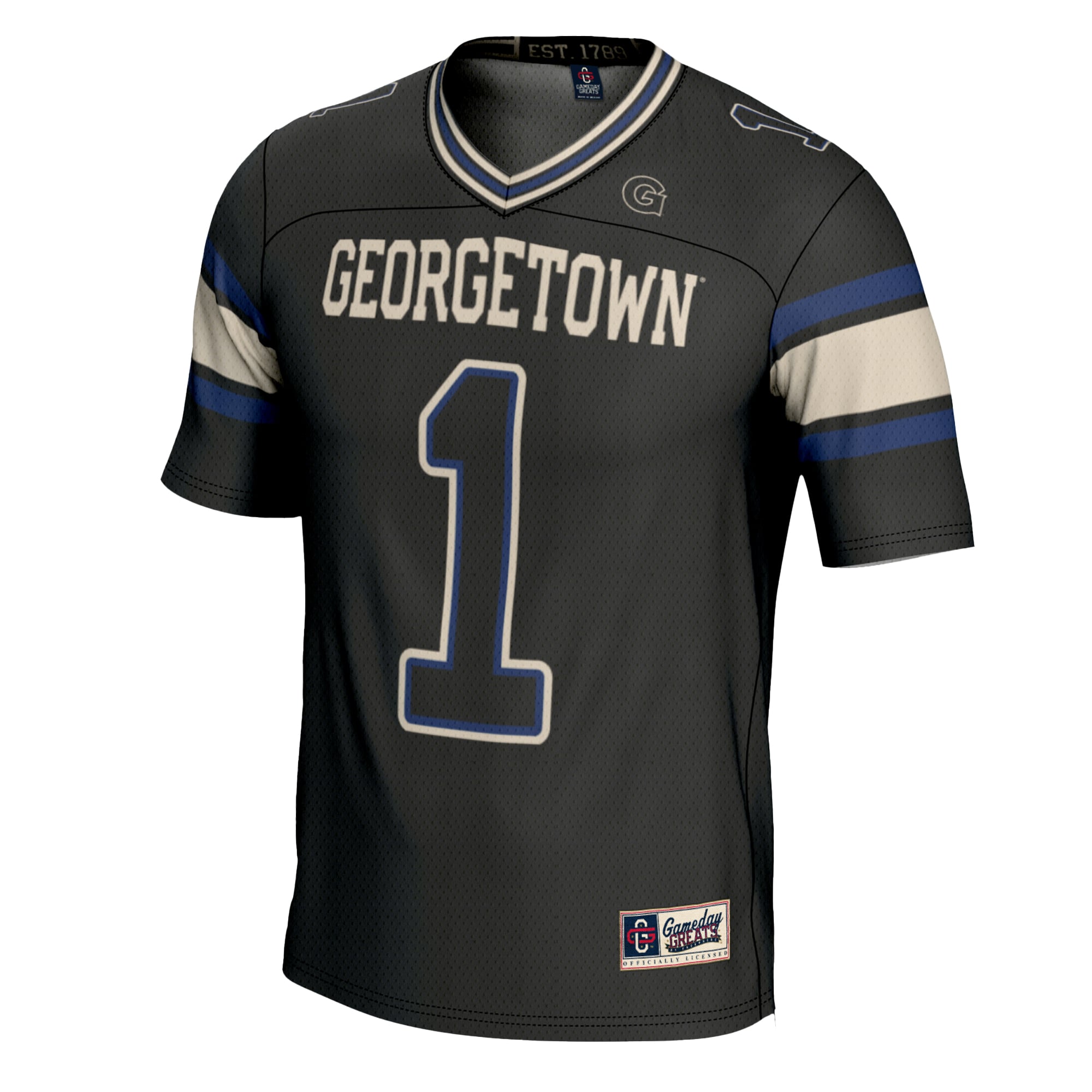 Men's #1 Black Georgetown Hoyas Football Jersey
