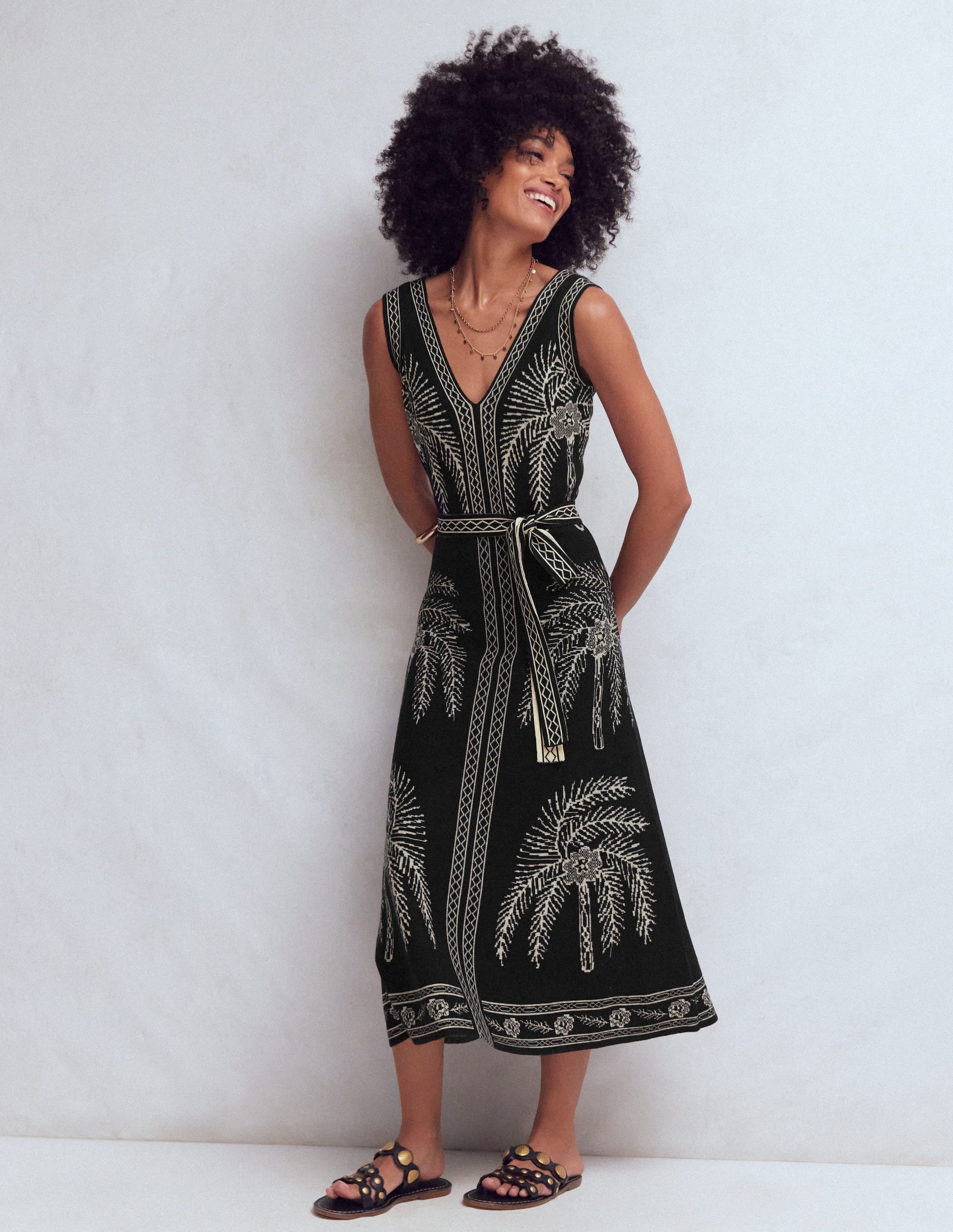 V Neck Jacquard Dress
