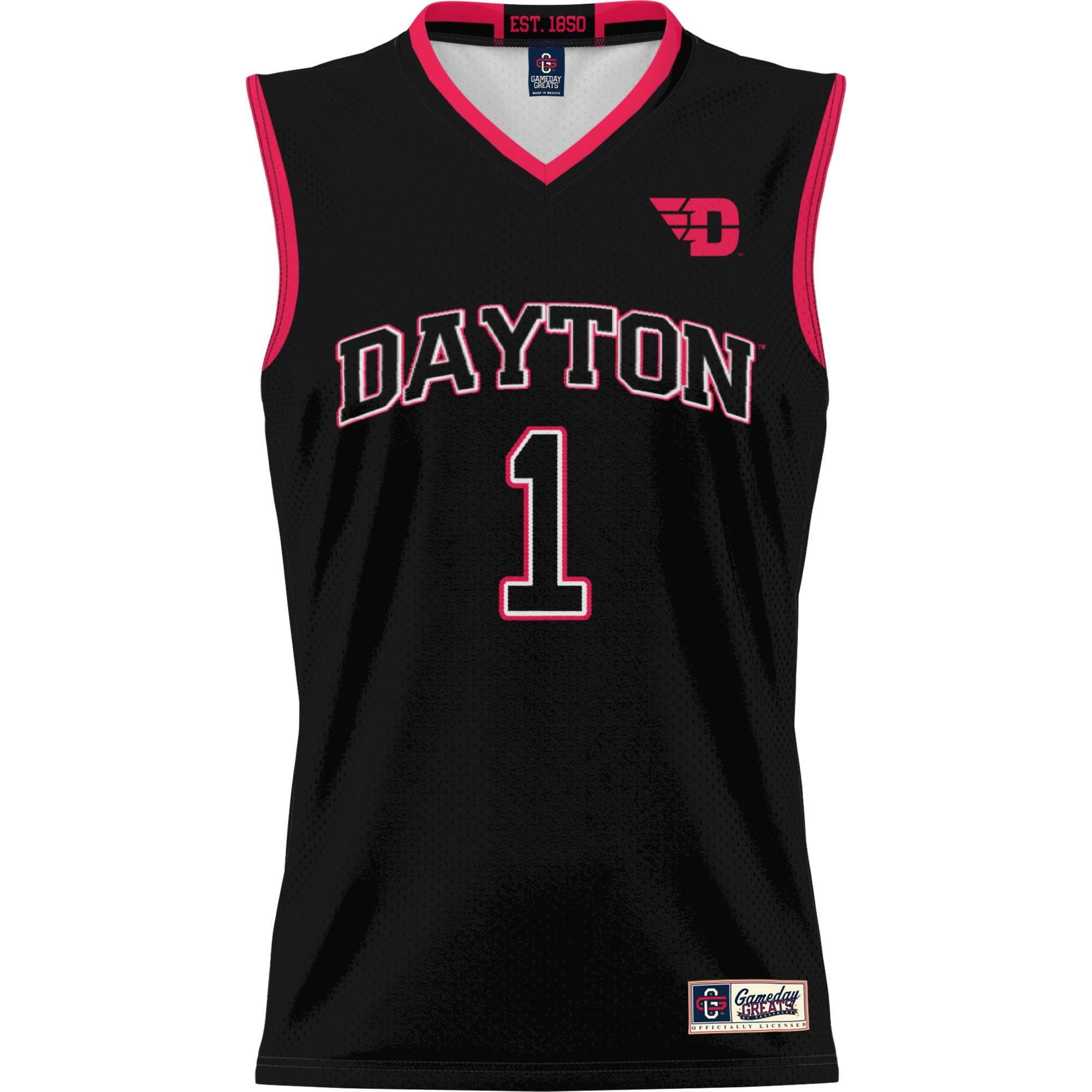 #1 Dayton Flyers GameDay Greats Lightweight Basketball Jersey - Black