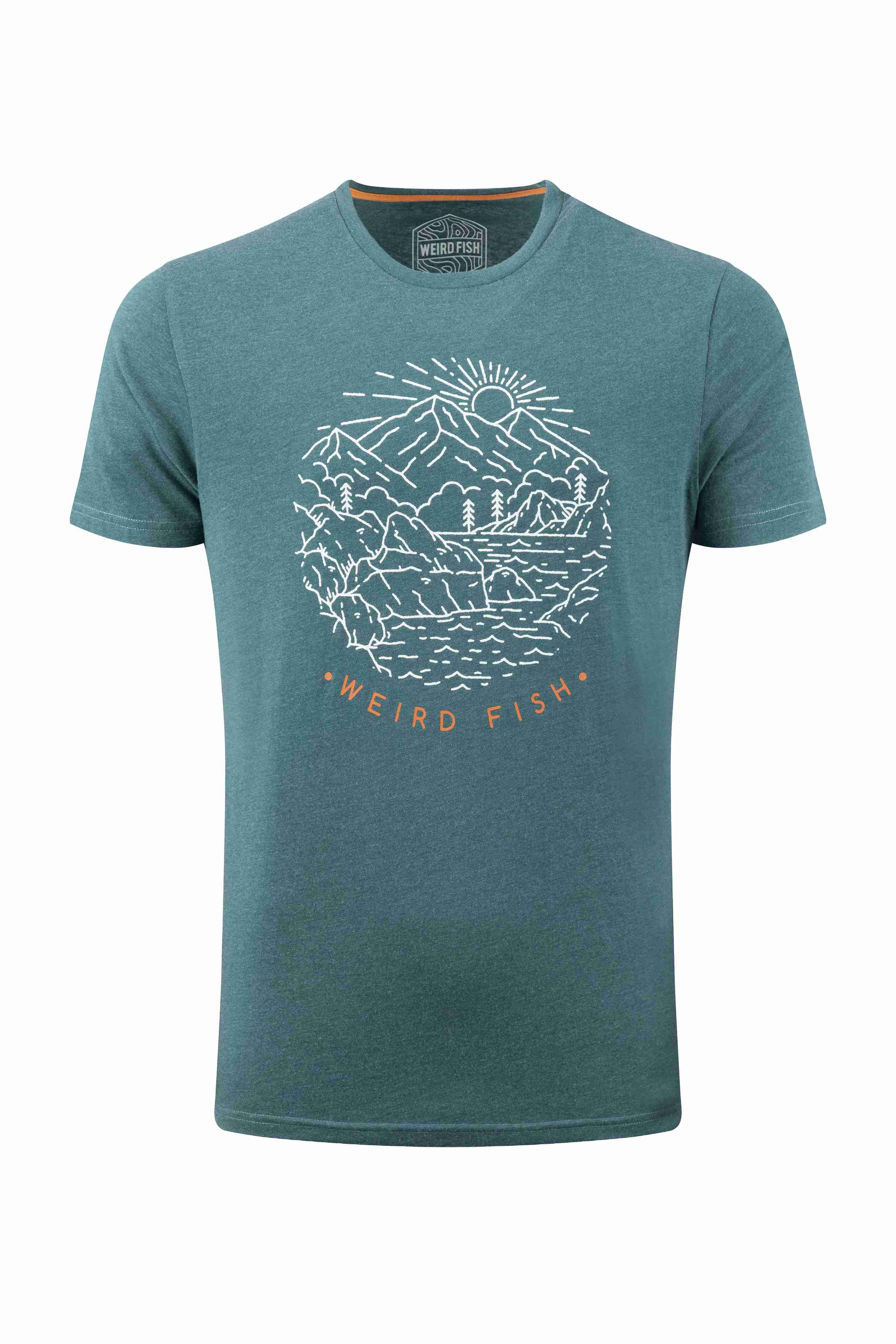 Lakes and Peaks Front Print Graphic T-Shirt Cedar Green