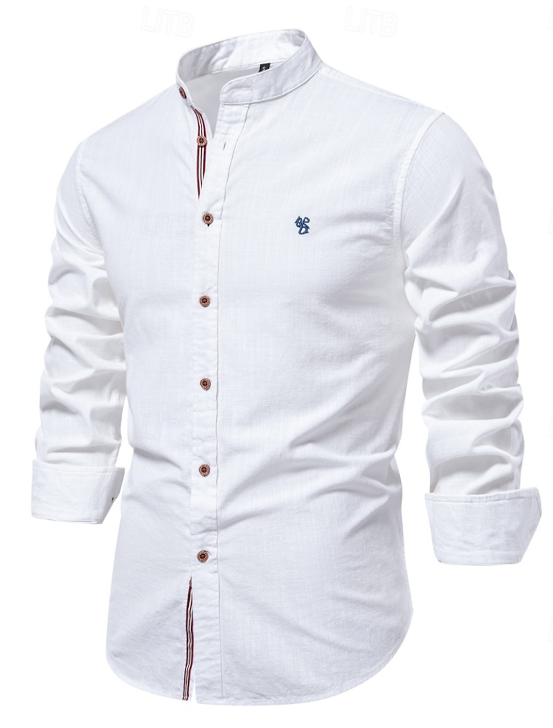 Men's Shirt Linen Shirt Summer Shirt Button Up Shirt Plain Casual Daily Blue Black White Light Green Long Sleeve Collar Spring & Summer Clothing Apparel Embroidered