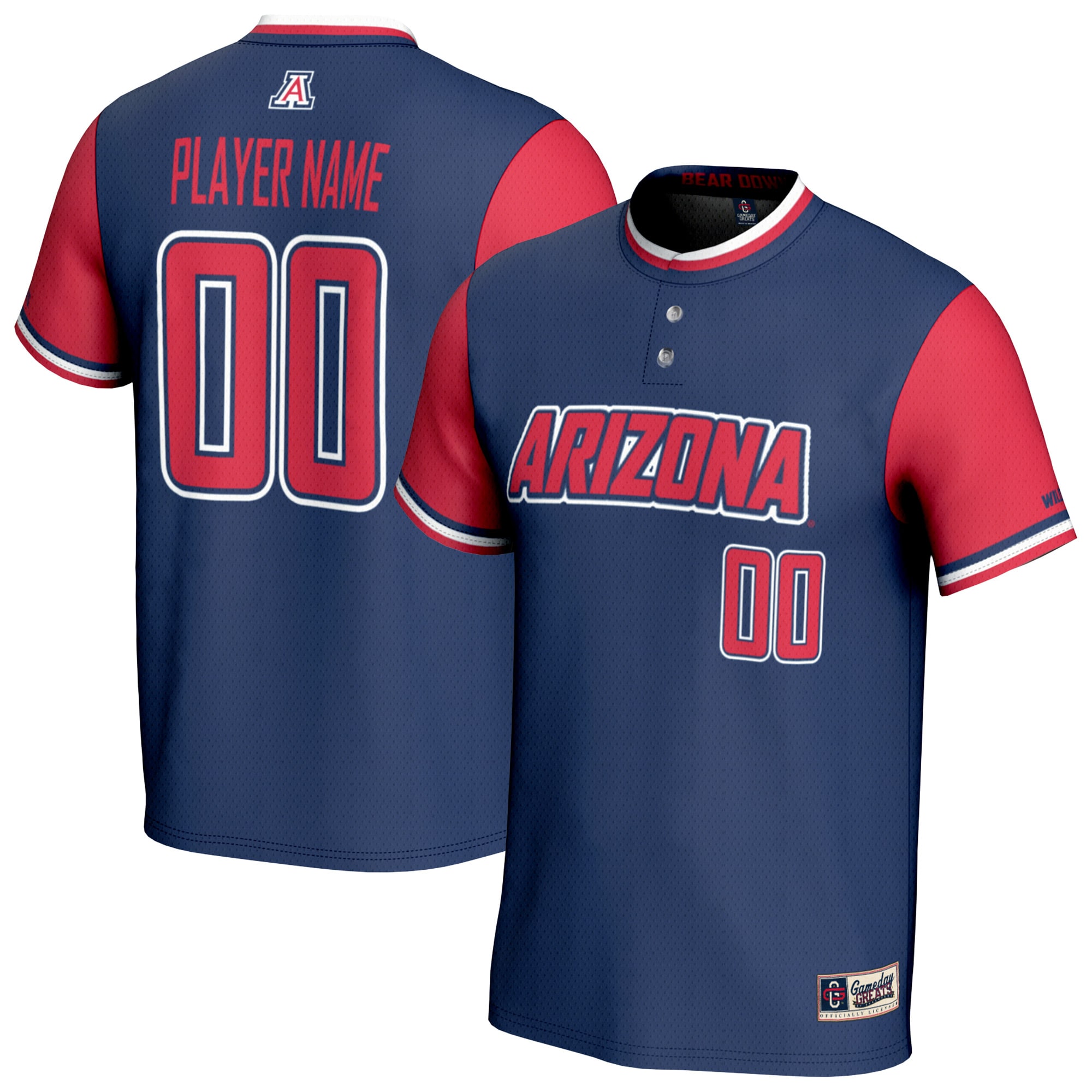 [NJP] Arizona Wildcats GameDay Greats NIL Pick-A-Player Lightweight Collegiate Softball Fashion Jersey - Navy
