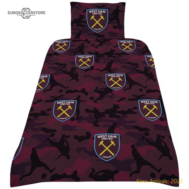 Official West Ham United Fc Player Camo Single Duvet Set - Premium