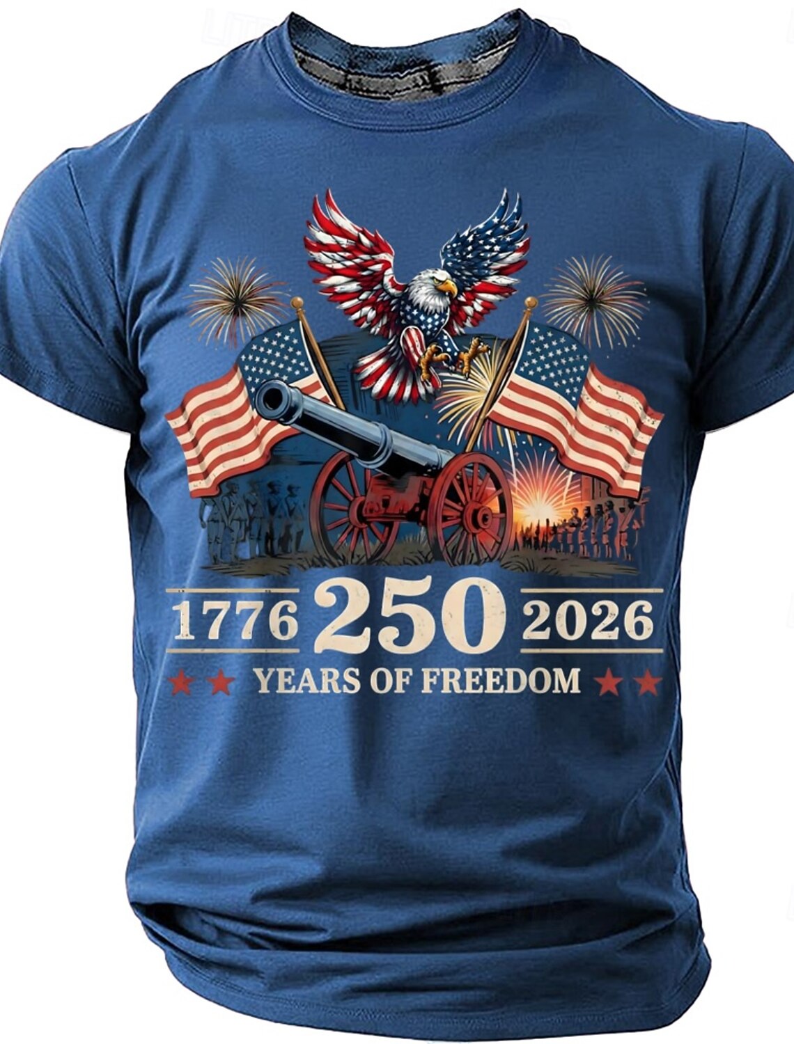 4th of July 2026 250th Memorial Day Men's 3D Print US Flag Crew Neck Short Sleeve T-Shirt Daily Street