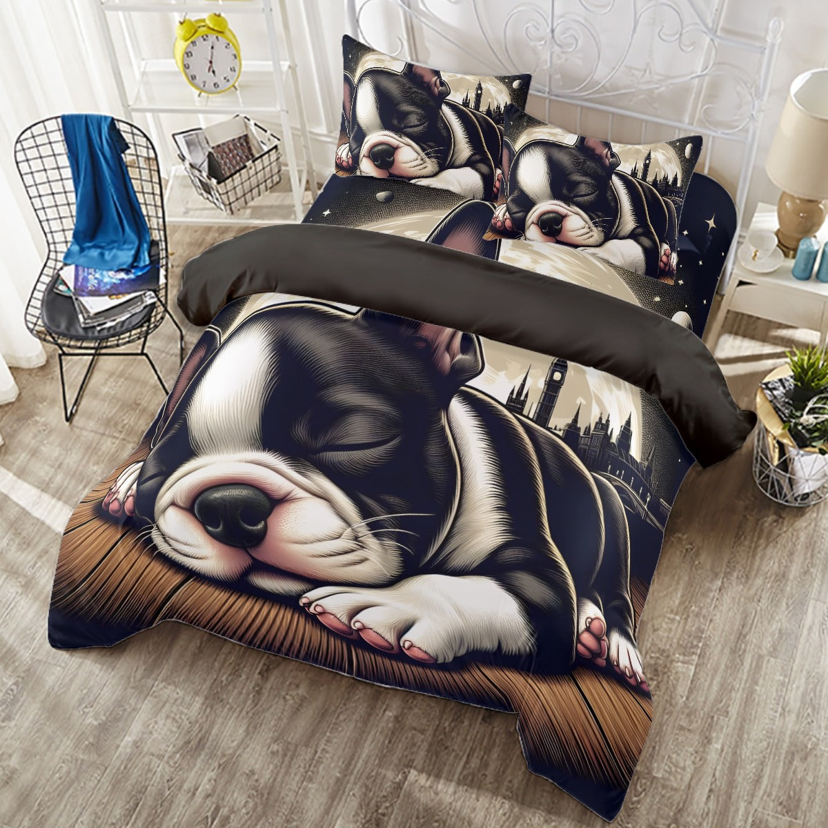 French Bulldog Ivy Duvet Cover Set For Boston Terrier Lovers Durable Dog Item