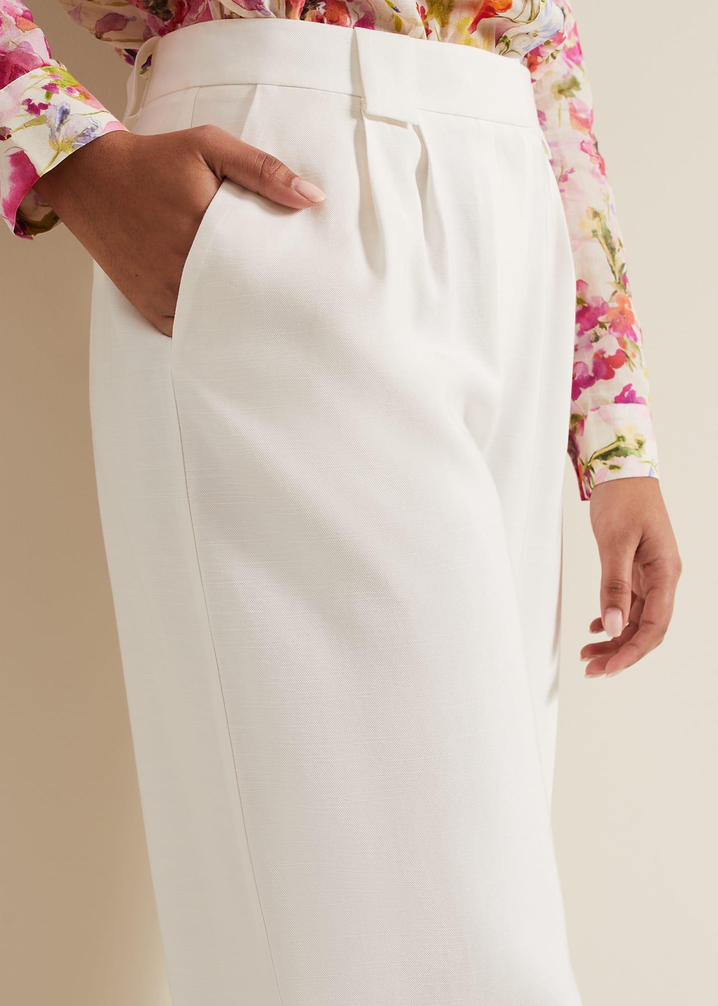 Petite Tyla White Wide Leg Trousers