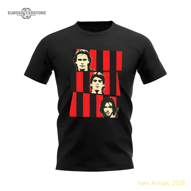 Fan-Favorite Inzaghi Kaka Pirlo Ac Milan Trio T-Shirt (Black)