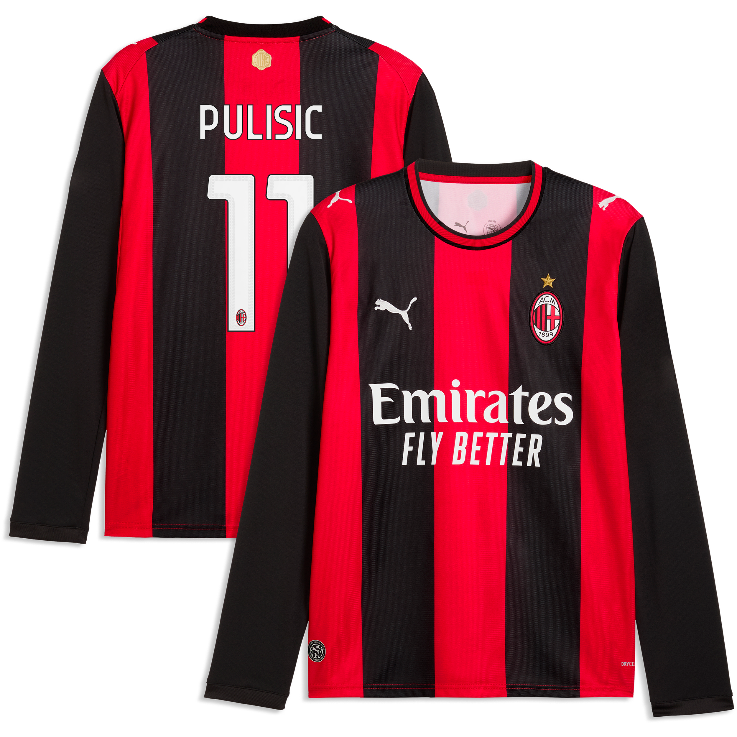 [SJH] Christian Pulisic AC Milan 2026/27 Home Replica Long Sleeve Jersey - Black/Red