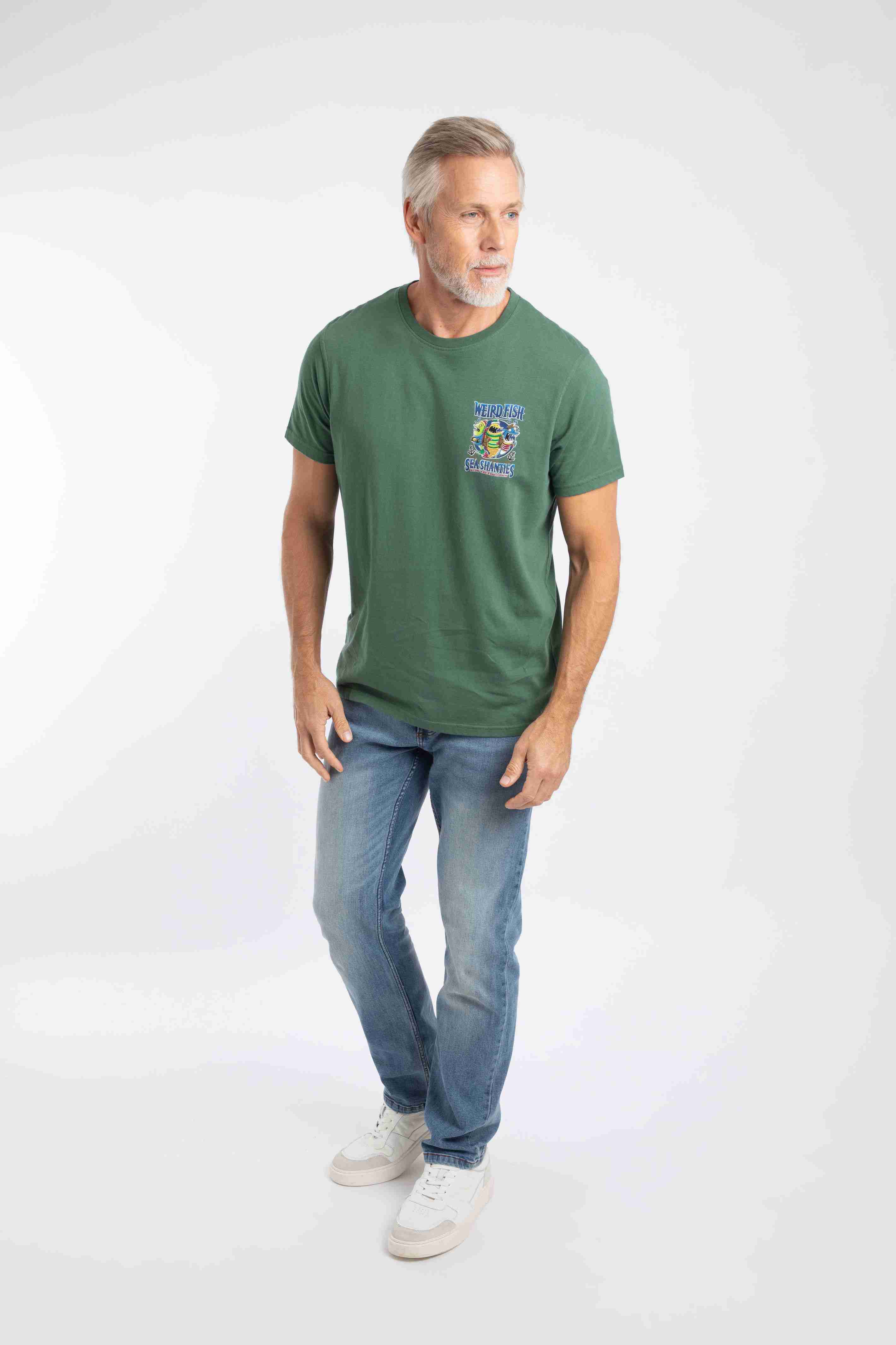 Sea Shanties Back Print Artist T-Shirt Dusky Green