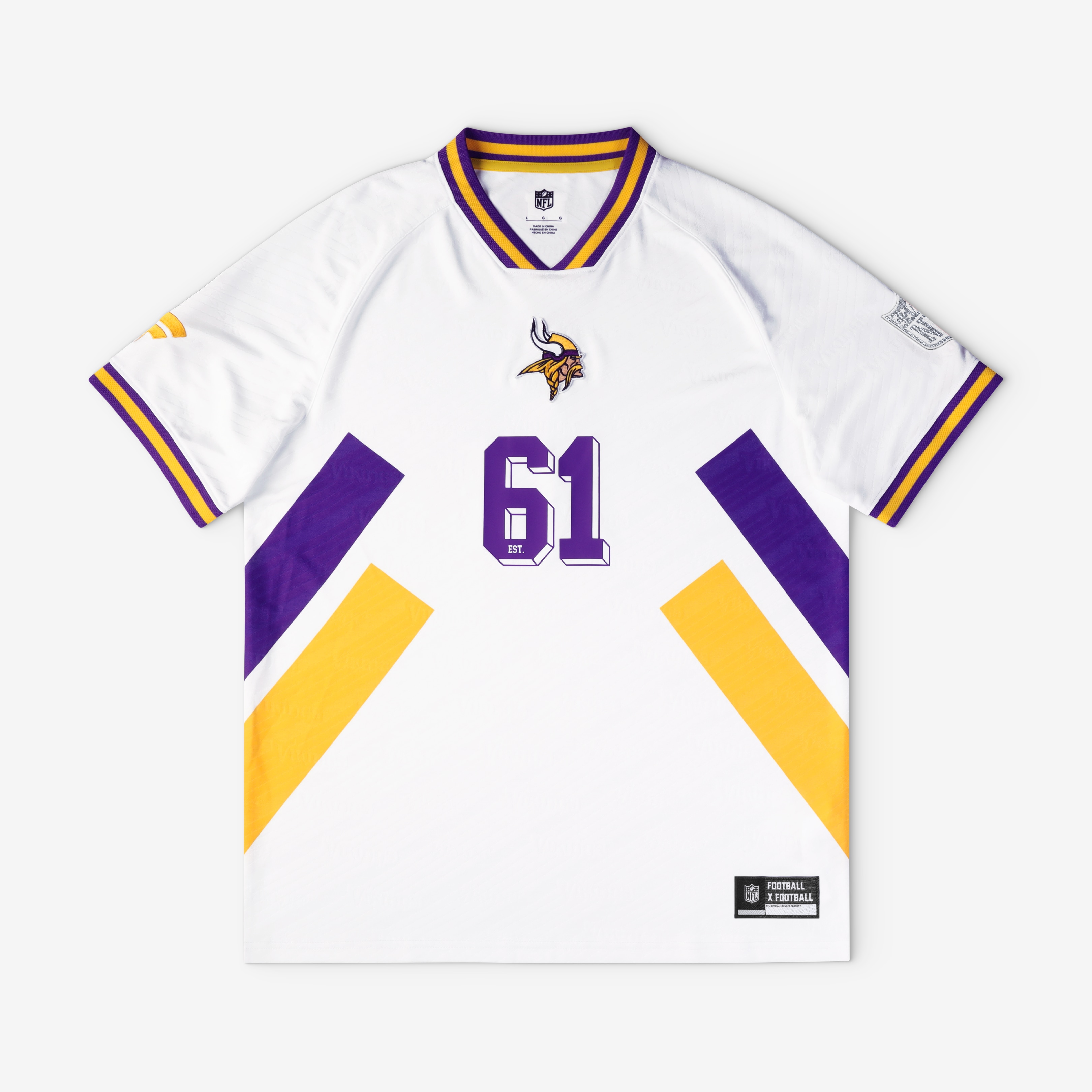 [JED] Minnesota Vikings Youth Football x Football V-Neck Fan Jersey Top - White