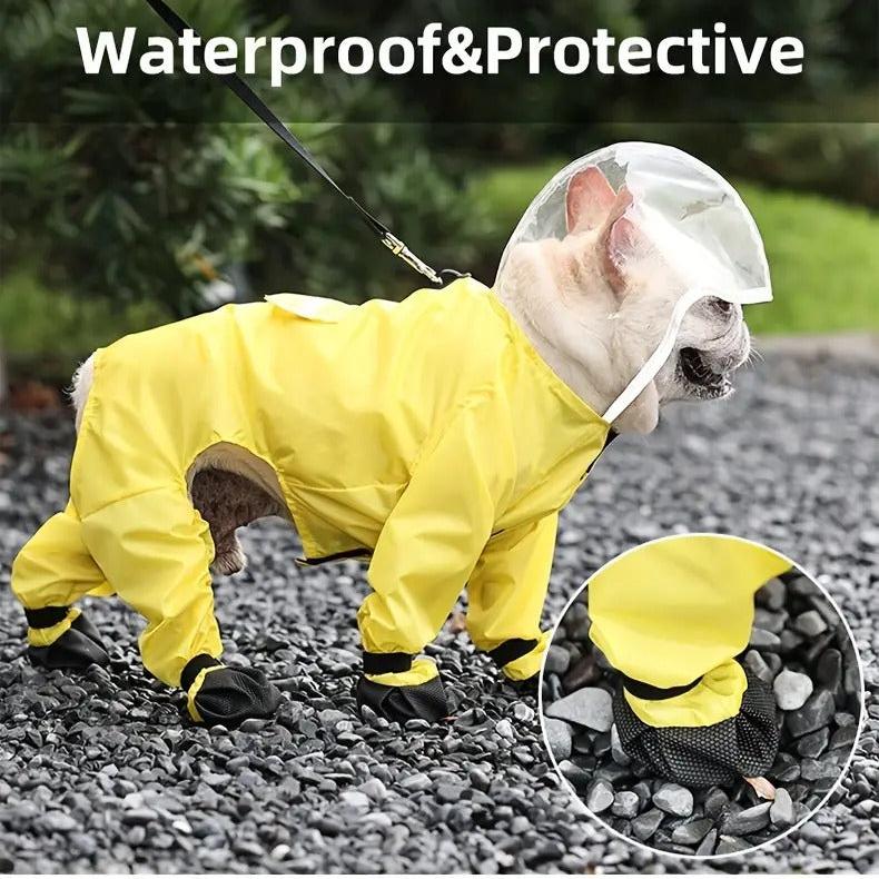 Non-slip Frenchie Raincoat With Integrated Booties And Hood Dog Supplies