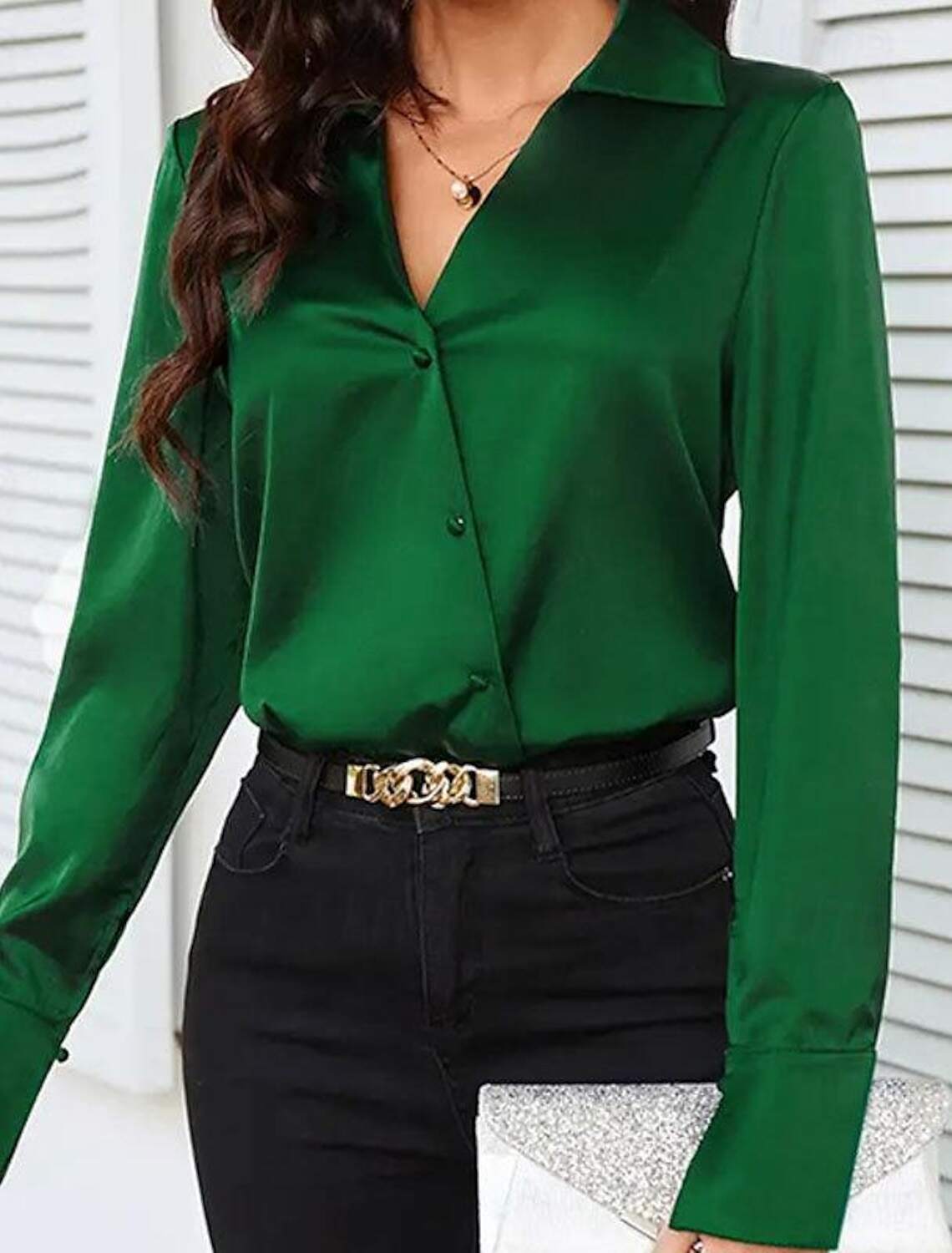 Shirt Blouse Women's Plain Button Street Daily Fashion Shirt Collar Regular Fit S