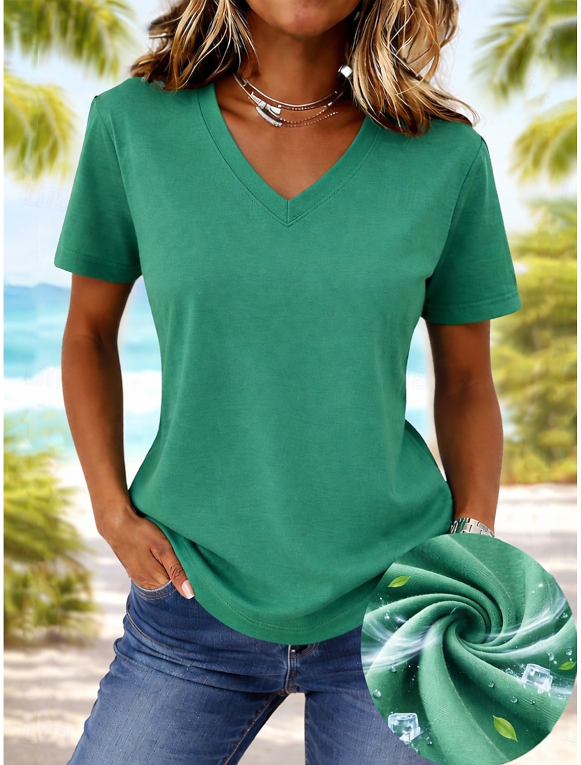 Women's 100% Cotton T-Shirts - Quality Basic Short Sleeve V Neck Tee
