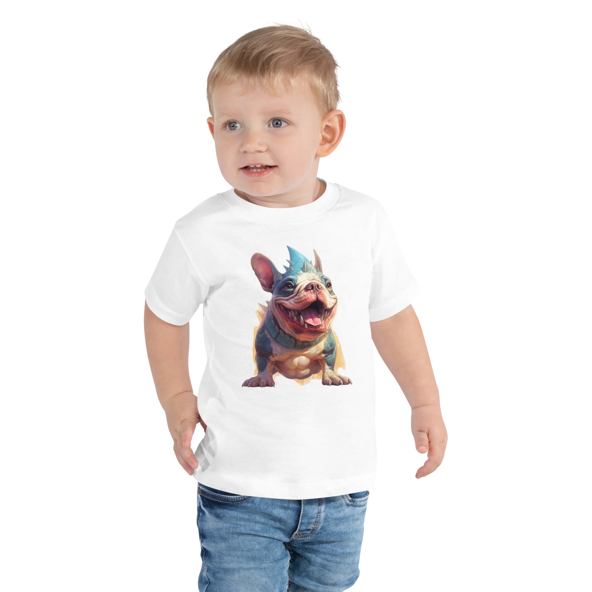 Frenchie-Fan Dinosaur Frenchie Toddler Staple Tee - Adventurous And C...