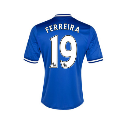 Comfort Fit 13-14 Chelsea 19 Ferreira Blue Home Soccer Jersey Shirt