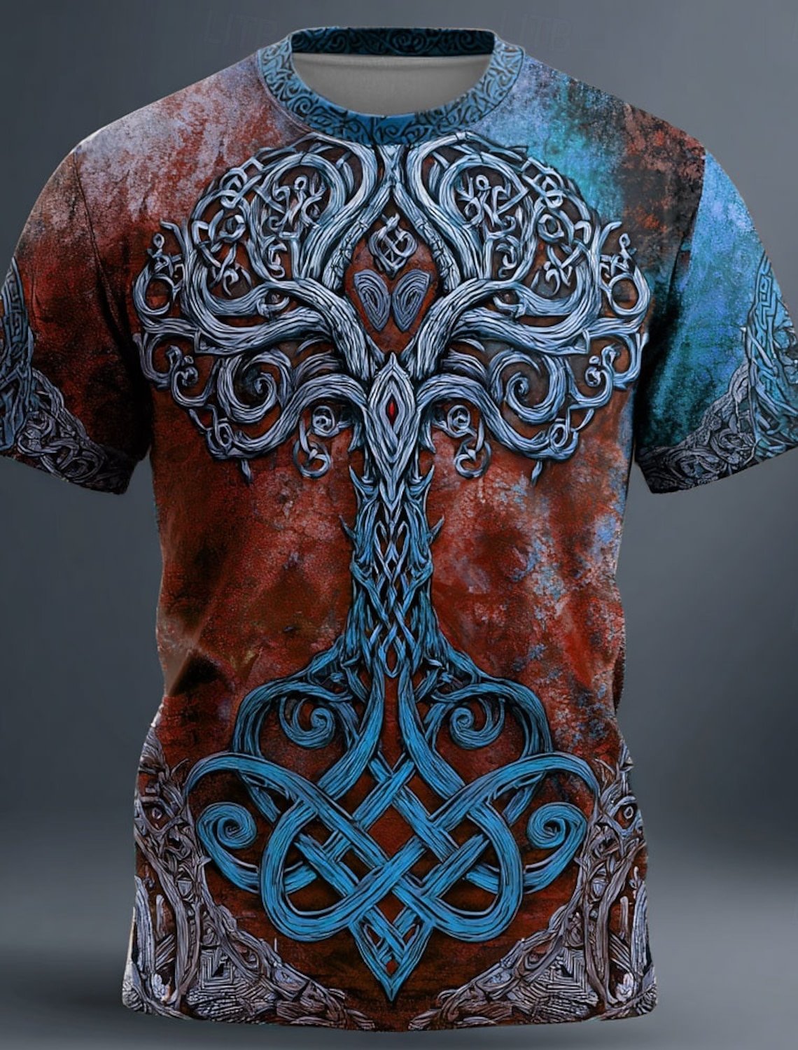 Men's 3D Celtics Tree Of Life T Shirt Short Sleeve T shirt 3D Print Crew Neck Shirt Viking Designer Party Street Blue Yellow Red Summer Spring Clothing Apparel S M L XL XXL XXXL