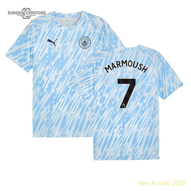 Jersey Silver Sky Marmoush 7 2025-2026 Man City Warm Up