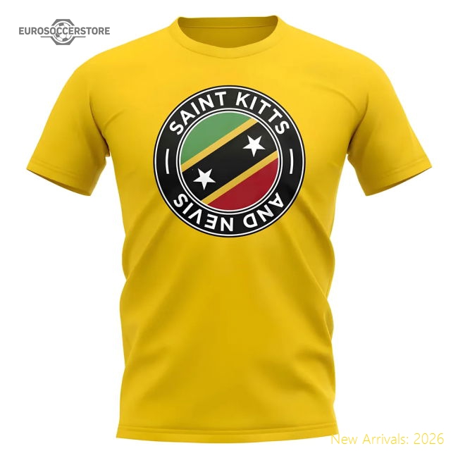 Outstanding Saint Kitts And Nevis Football Badge T-shirt (yellow)