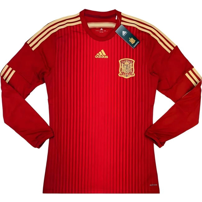 2014-15 Spain Adidas Home Authentic Long Sleeve Football Shirt
